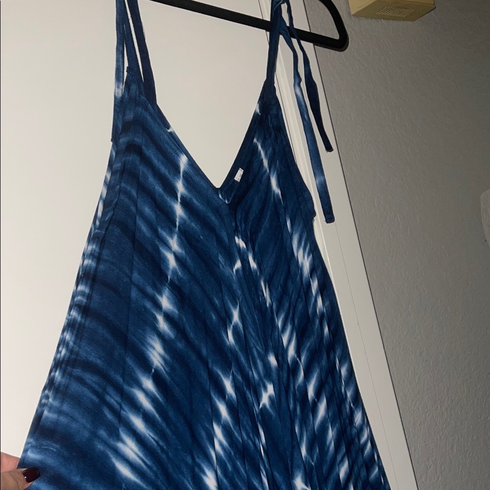Blue Tie-Dye Strappy Dress
